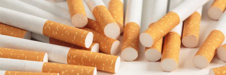 cigarettes placed on a white background