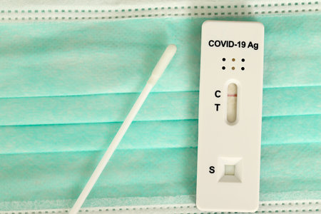 Covid-19 test kit on a mask