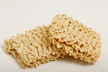 instant noodles on a white backgroundの写真素材