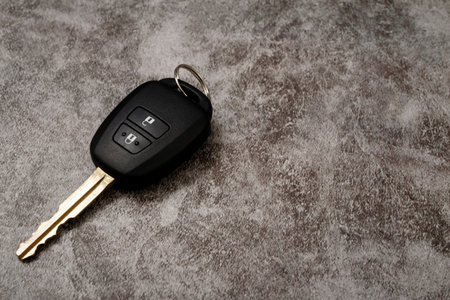 New car keys with low interest loan offer at the showroomの写真素材
