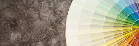 A painter is choosing a paint shade for the interior of the house's walls. with interior