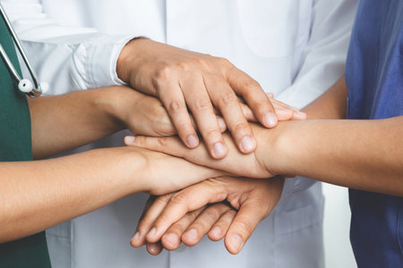 The team of doctors are ready to help treat patients infected with COVID-19の写真素材