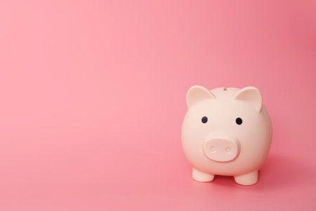 white piggy bank for saving moneyの写真素材