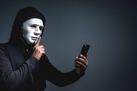 Scammers and Hackers Call center with phone data theftの写真素材