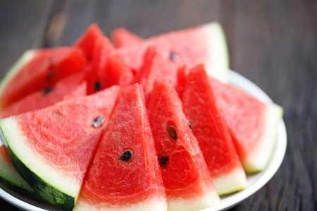 Red watermelon fruit texture background picture rich in healthy nutrientsの写真素材