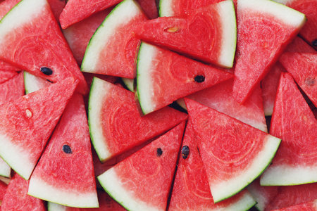 Red watermelon fruit texture background picture rich in healthy nutrientsの写真素材