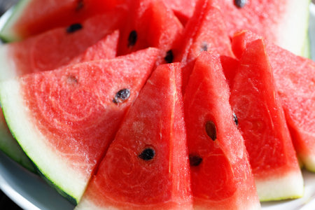 Red watermelon fruit texture background picture rich in healthy nutrientsの写真素材
