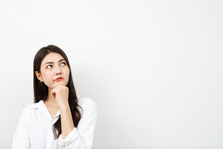 Role model for Asian women with emotions stressed and disappointedの写真素材