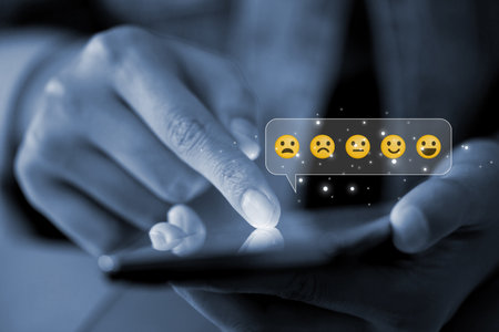 Infographics and icons Customer Satisfaction Assessment Form in phone online