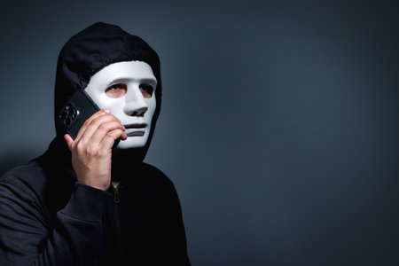 Scammers and Hackers Call center with phone data theftの写真素材