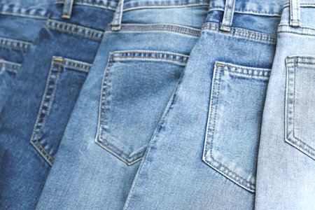 Fashionable denim jeans for teenagers, texture 
backgroundの写真素材