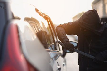 Thieves use shackles to break into stolen carsの写真素材