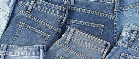 Fashionable denim jeans for teenagers, texture 
backgroundの写真素材