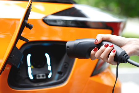 Charging plug for electric carsの写真素材