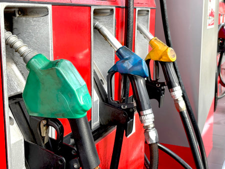 Fuel dispenser at gas stationの写真素材