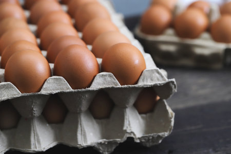 Fresh eggs from organic farms every morningの写真素材