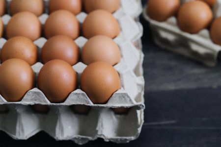 Fresh eggs from organic farms every morningの写真素材