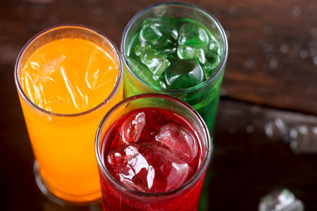 Carbonated water in a glass fizzy and refreshing with every drop.の写真素材