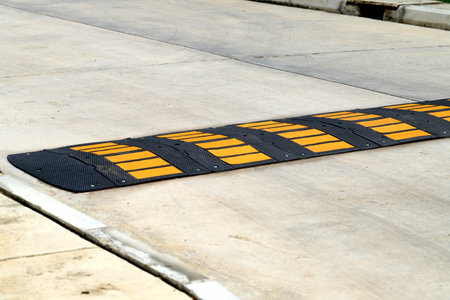 High quality speed bumps reduce accidents on village roads.の写真素材