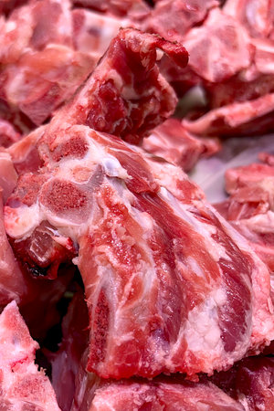 Red pork bones ready for boiling soupの写真素材