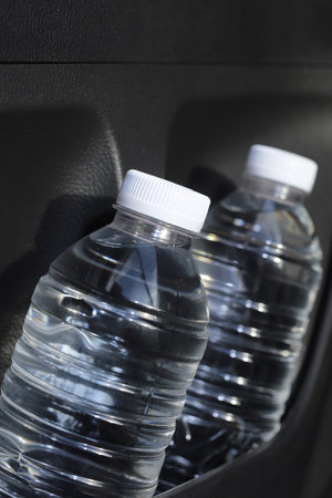 The water bottle in the carの写真素材
