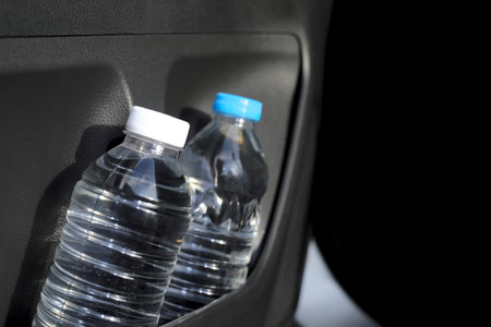 The water bottle in the carの写真素材