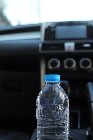 The water bottle in the carの写真素材