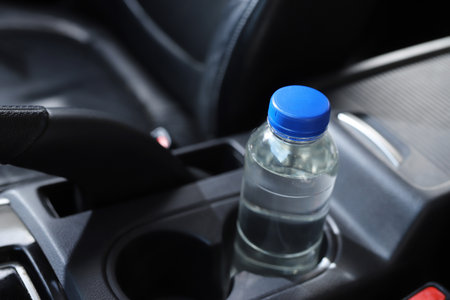 The water bottle in the carの写真素材