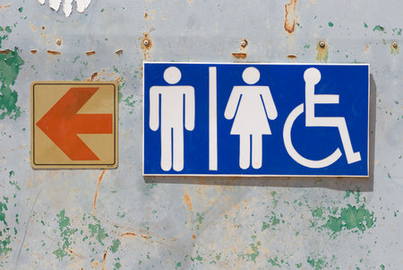 the plate show the way to restroom