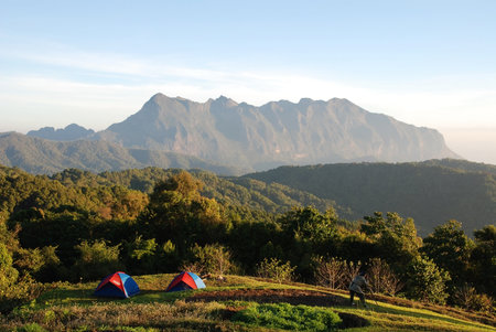 camping on mountain in Thailandの写真素材