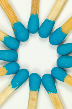 blue matchstick close up