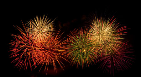 colorful fireworks display happy new year 2011 at Chiangmai province Thailand