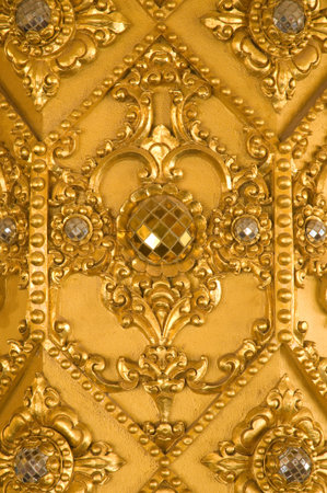 pattern Thai art  on the wall at Wat Phramahajedi Chaiyamongkol Roi Et province Thailand