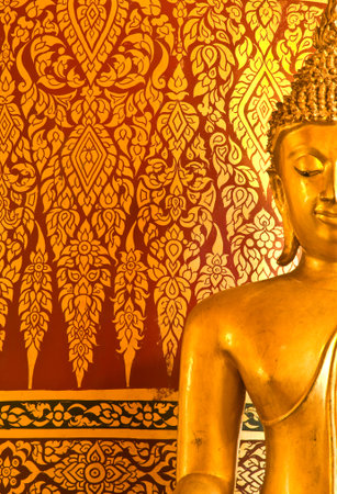 beautiful image buddha statue and mural Thai style at Wat Panan Choeng,Ayutthaya province Thailandの写真素材