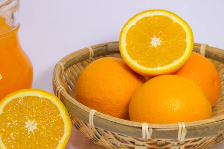 Orange fruit on white backgroundの写真素材