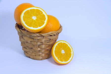 Orange fruit on white backgroundの写真素材