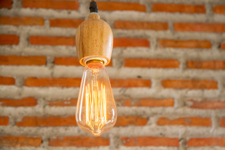 Electric light bulb in cafe