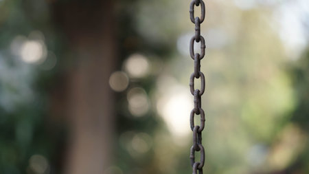 Rusty chain hanging in the air.の写真素材