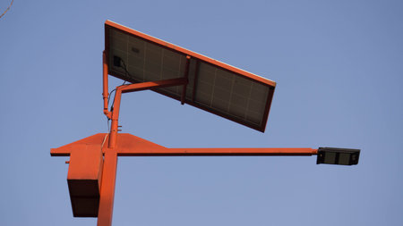 Solar cells attached to light bulbs.の写真素材