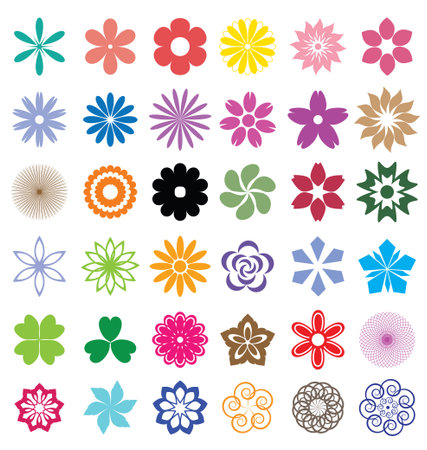 Set of flowers vectorのイラスト素材