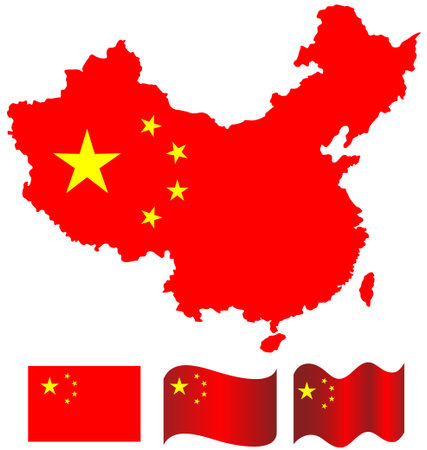 China map and flag of Chinaのイラスト素材