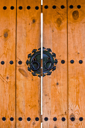 Vintage wooden door korean styleの写真素材