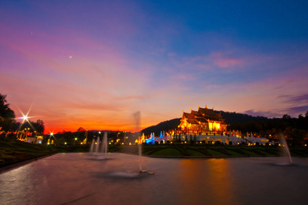Royal Park Rajapruek on the sunset  Chiang Mai, Thailandのeditorial素材