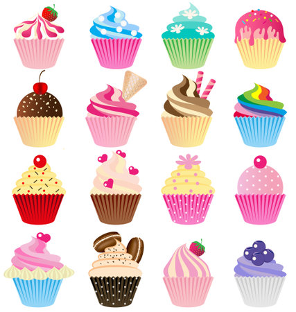 Cup cake vector setのイラスト素材