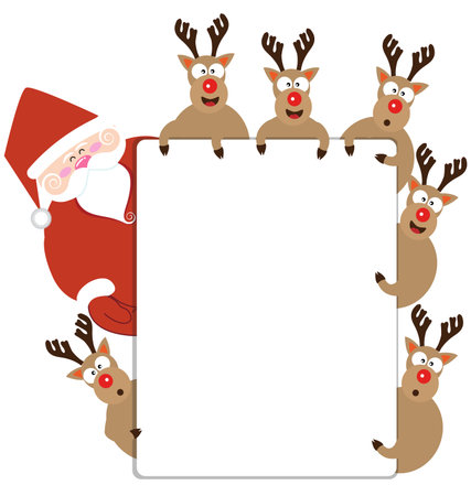 Santa claus and Reindeer present Christmas card vectorのイラスト素材