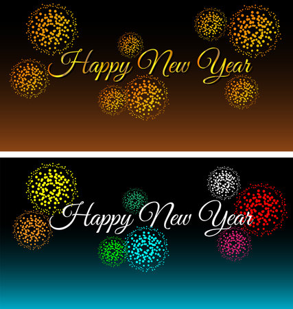 City at night with fireworks setのイラスト素材