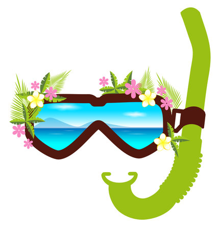 Snorkel with flowers summer concept for cardのイラスト素材