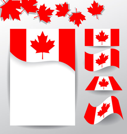 Design elements and flags for celebrate the national day of Canadaのイラスト素材