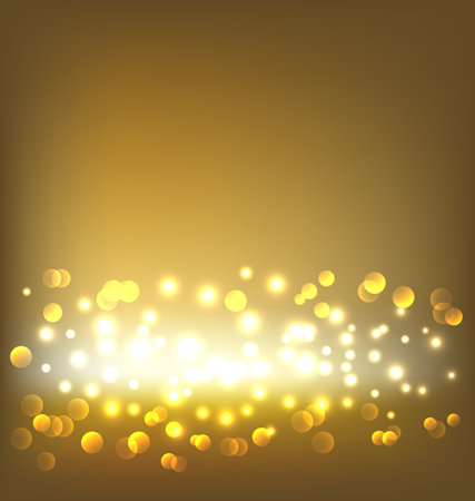 Golden abstract background with bokeh lightsのイラスト素材
