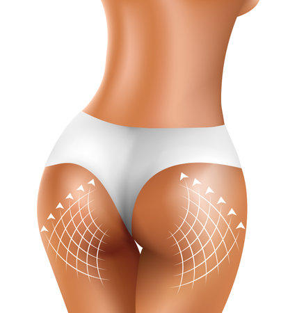 Perfect sexy firm buttock of healthy women in white bikiniのイラスト素材